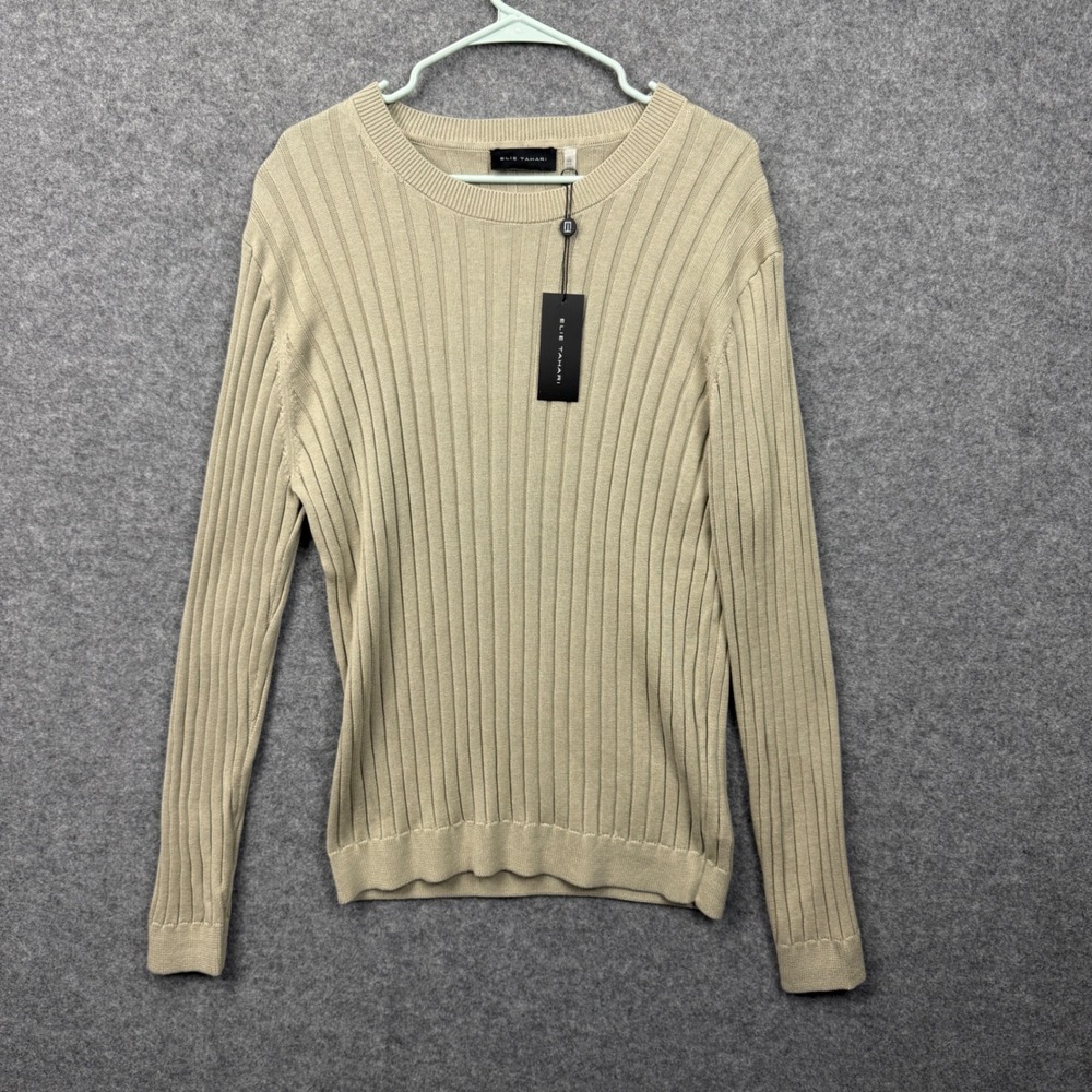 Elie Tahari Womens Ribbed Crewneck Sweater Grey Sage New